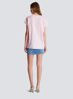 Women Balmain T-shirt With Flocked Paris Logo