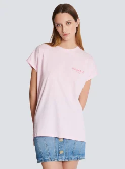Women Balmain T-shirt With Flocked Paris Logo