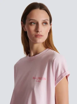 Women Balmain T-shirt With Flocked Paris Logo