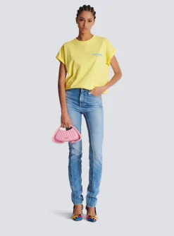 Women Balmain T-shirt With Flocked Paris Logo