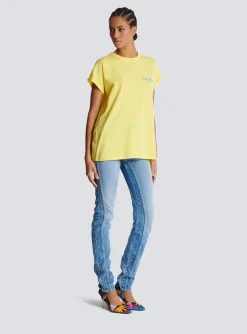 Women Balmain T-shirt With Flocked Paris Logo