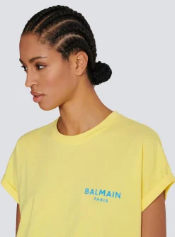 Women Balmain T-shirt With Flocked Paris Logo