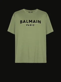 Balmain T-shirt With Flocked Paris Logo