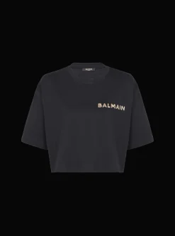 Women Balmain T-shirt With Laminated Logo