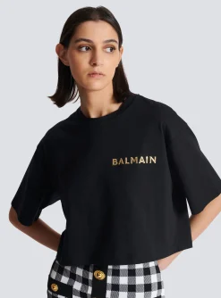 Women Balmain T-shirt With Laminated Logo