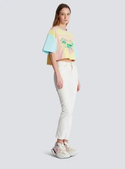 Women Balmain T-shirt With Palm Tree Signature Print