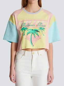Women Balmain T-shirt With Palm Tree Signature Print
