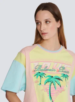 Women Balmain T-shirt With Palm Tree Signature Print