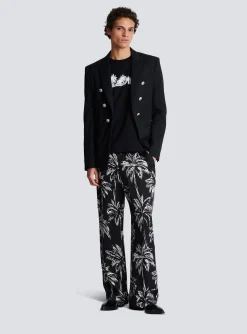 Balmain T-shirt With Palm Tree Signature Print