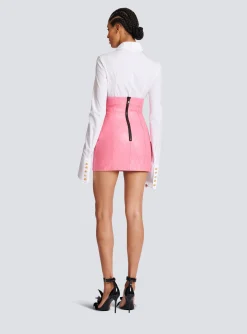 Women Balmain Tulip Skirt In Quilted Leather