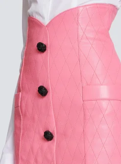 Women Balmain Tulip Skirt In Quilted Leather