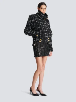 Women Balmain Tweed Bomber Jacket