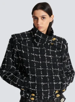 Women Balmain Tweed Bomber Jacket