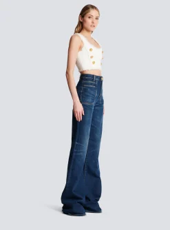 Women Balmain Tweed Crop Top