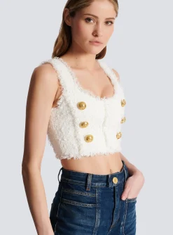 Women Balmain Tweed Crop Top