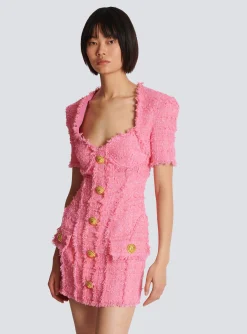 Women Balmain Tweed Dress With Buttons