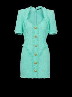 Women Balmain Tweed Dress With Buttons