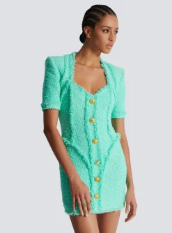 Women Balmain Tweed Dress With Buttons