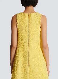 Women Balmain Tweed Swing Dress With Buttoned Plastron