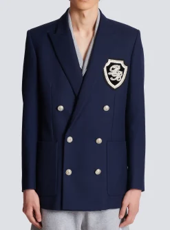 Balmain Twill Blazer With Embroidered PB Signature Badge