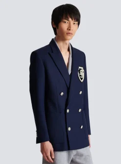 Balmain Twill Blazer With Embroidered PB Signature Badge