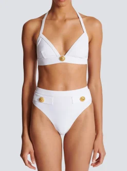 Women Balmain Two-piece Swimming Costume With Buttons
