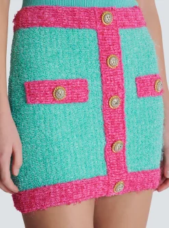 Women Balmain Two-tone Buttoned Knit Skirt