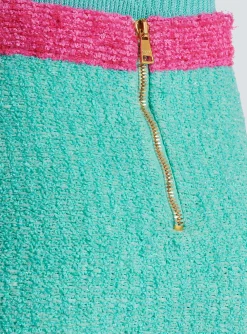Women Balmain Two-tone Buttoned Knit Skirt