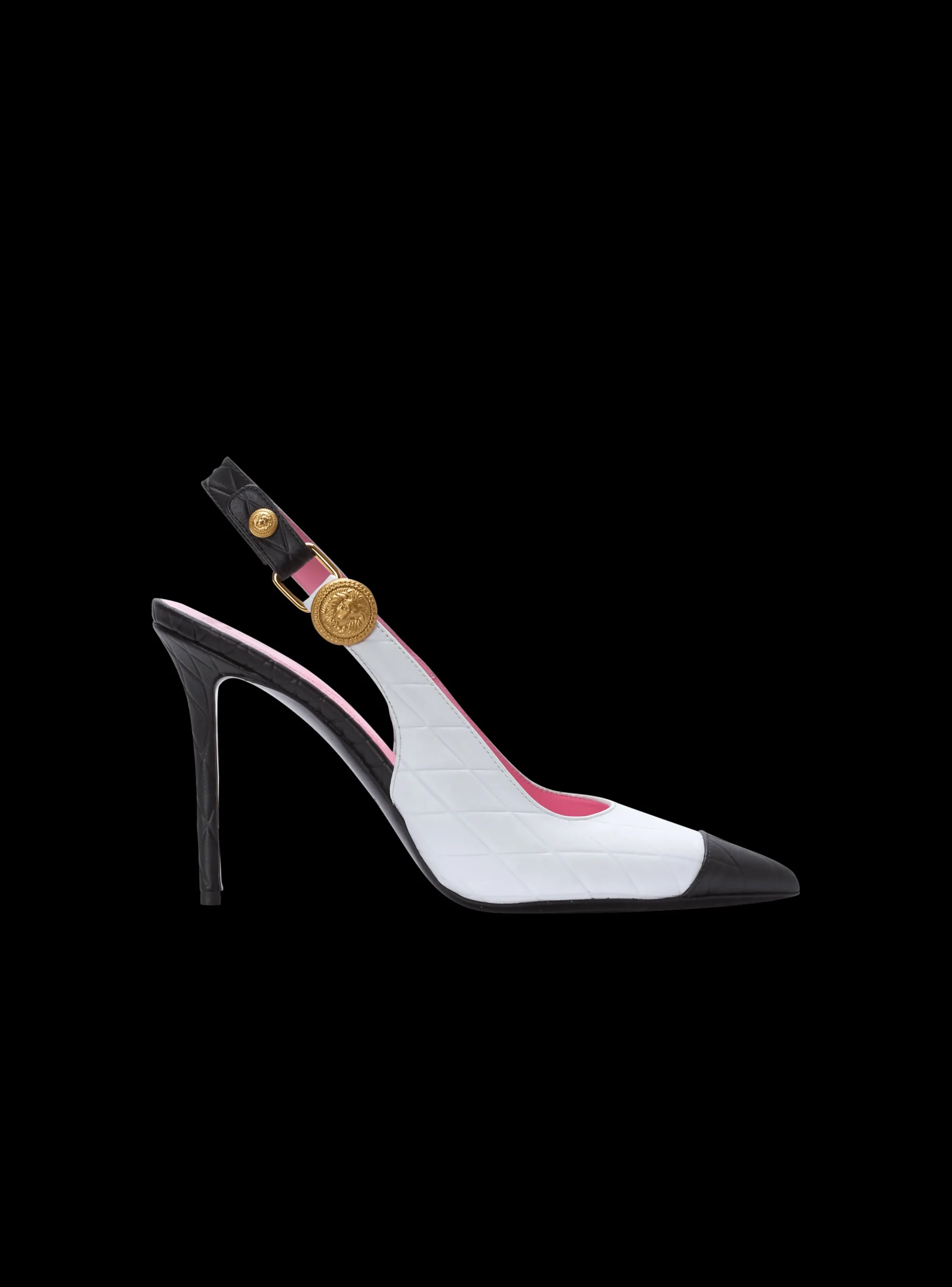 Women Balmain Two-tone Calfskin Eva Pumps With An Embossed Grid Motif