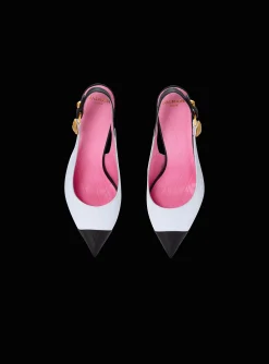 Women Balmain Two-tone Calfskin Eva Pumps With An Embossed Grid Motif