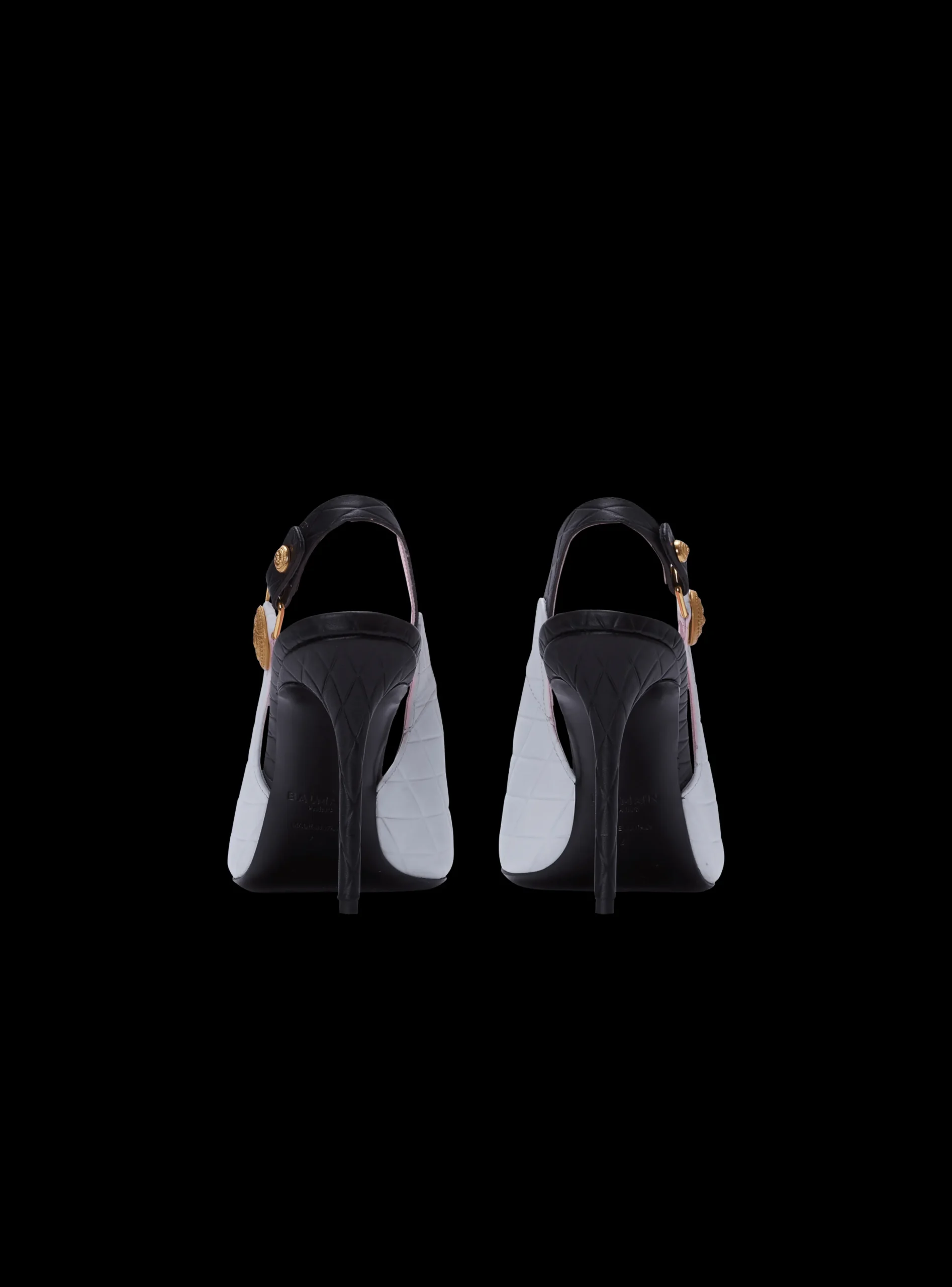Women Balmain Two-tone Calfskin Eva Pumps With An Embossed Grid Motif