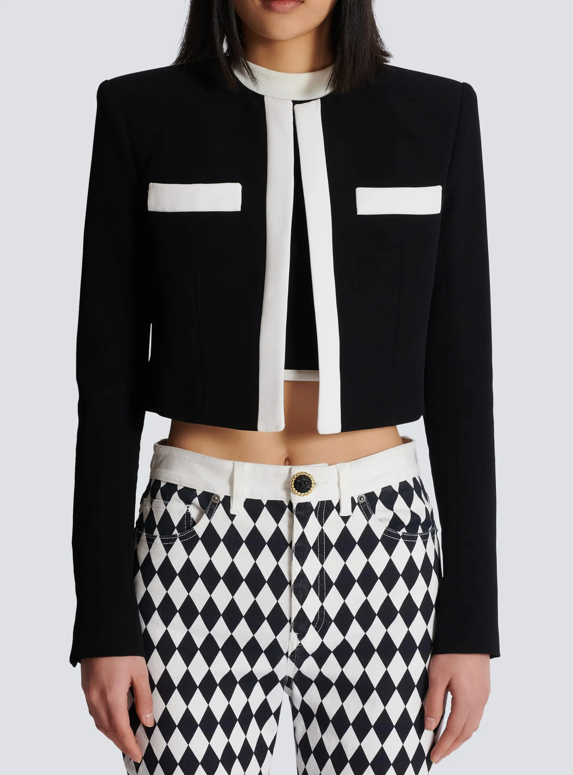 Women Balmain Two-tone Crepe Spencer Jacket