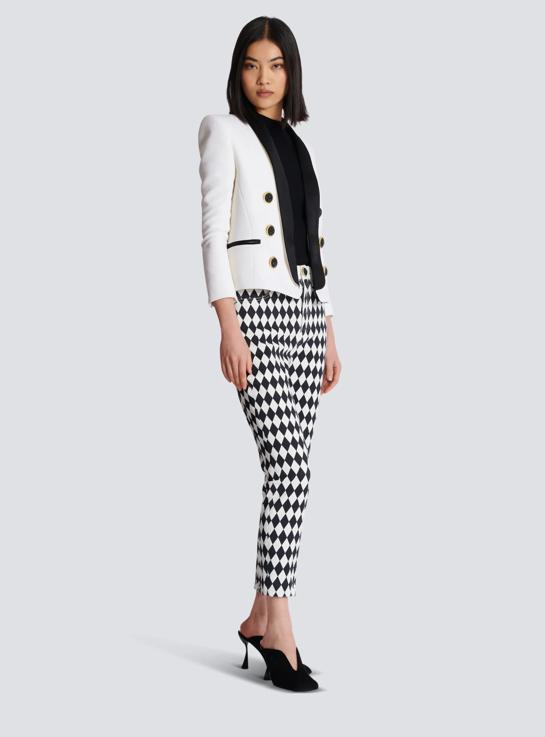 Women Balmain Two-tone Edge-to-edge Jacket With 6 Buttons