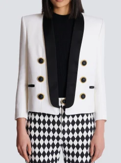 Women Balmain Two-tone Edge-to-edge Jacket With 6 Buttons