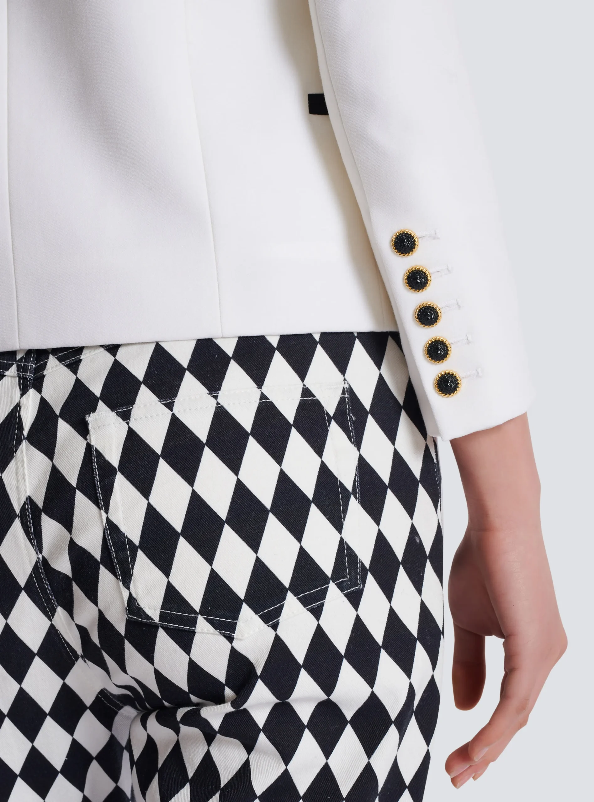 Women Balmain Two-tone Edge-to-edge Jacket With 6 Buttons