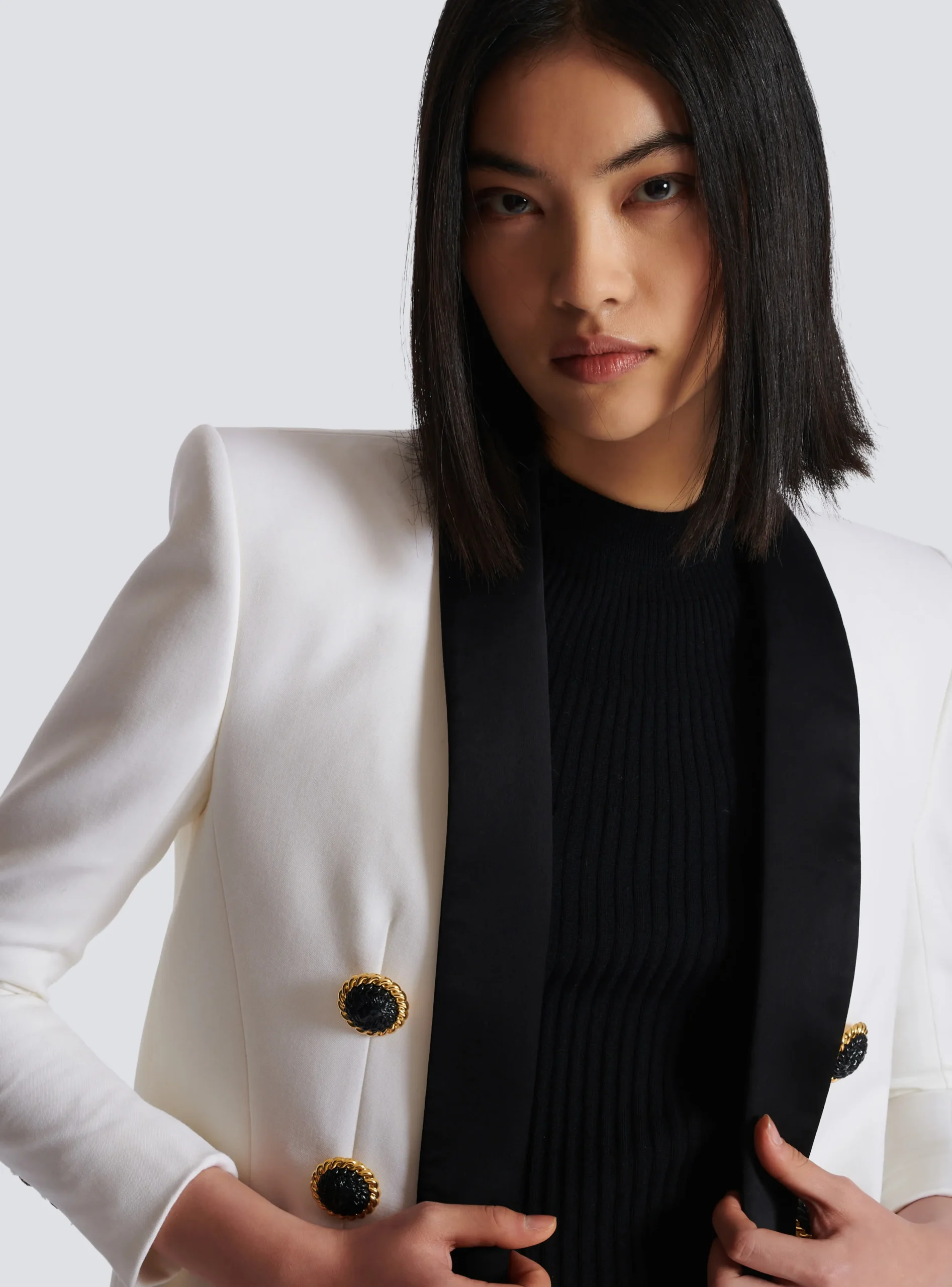 Women Balmain Two-tone Edge-to-edge Jacket With 6 Buttons