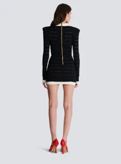 Women Balmain Two-tone Knit Dress With Buttons