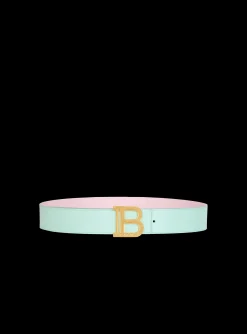 Women Balmain Two-tone Reversible Calfskin B-Belt