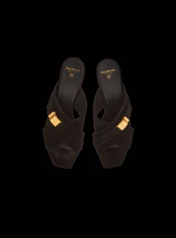 Women Balmain Uma Mules In Suede Leather