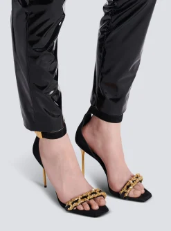 Women Balmain Uma Suede And Chain Sandals