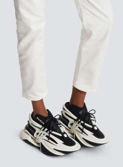 Women Balmain Unicorn Trainers In Two-tone Neoprene And Leather