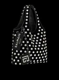 Women Balmain Velvet And Crystal Grocery Bag