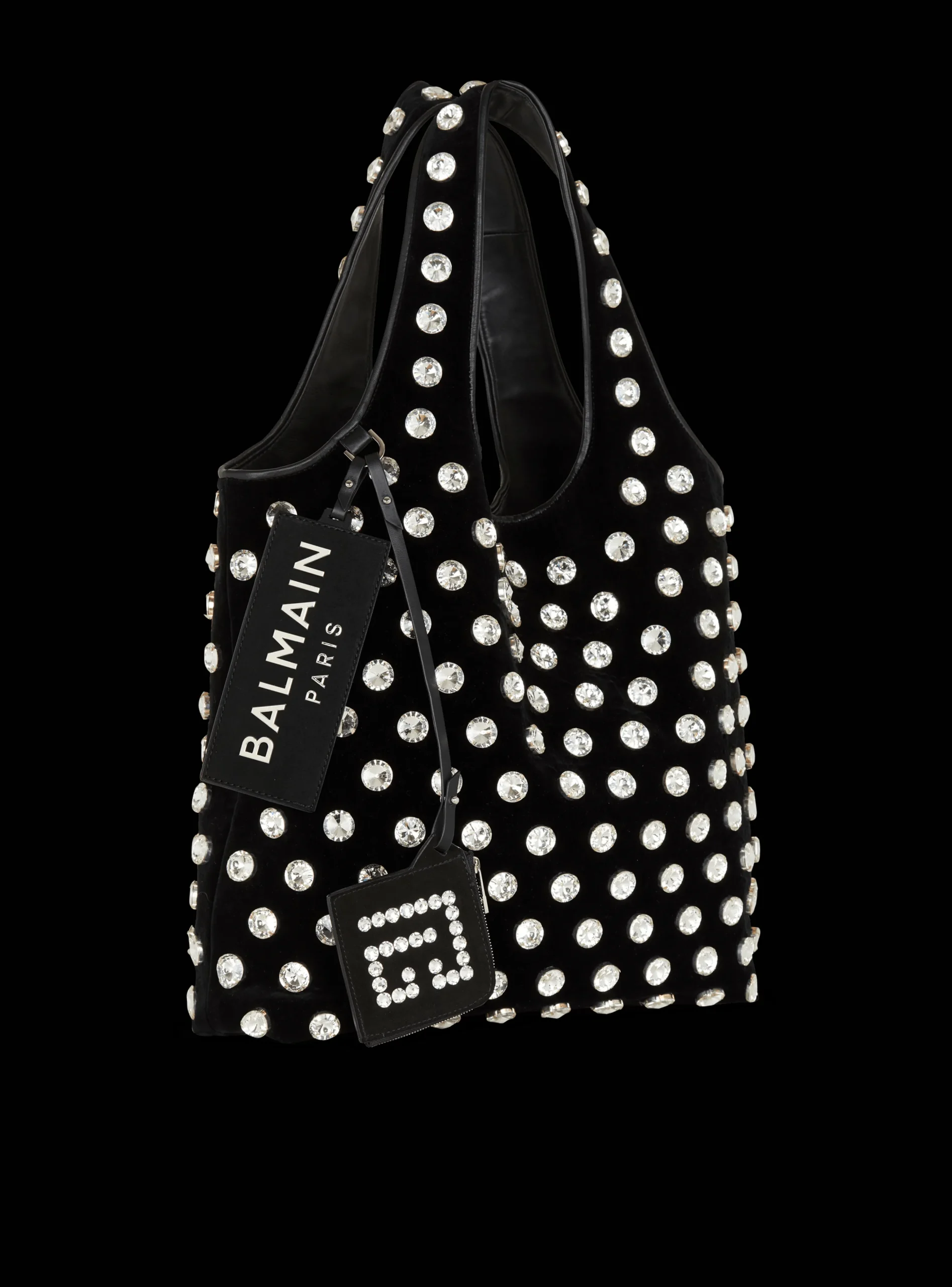 Women Balmain Velvet And Crystal Grocery Bag