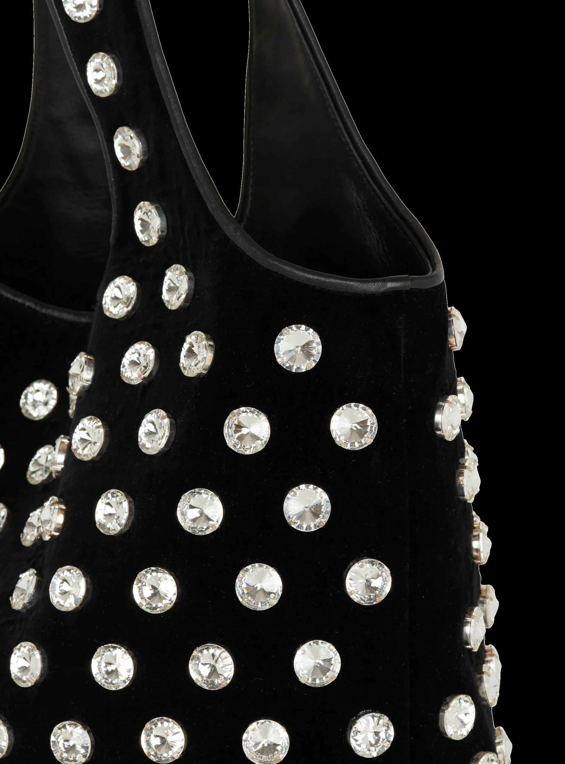 Women Balmain Velvet And Crystal Grocery Bag