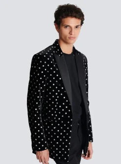 Balmain Velvet Jacket With Glitter Dots