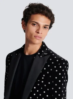 Balmain Velvet Jacket With Glitter Dots