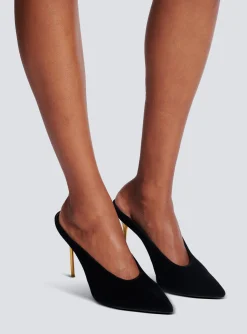 Women Balmain Velvet Ruby Mules