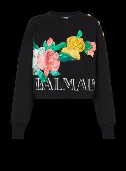 Women Balmain Vintage Sweatshirt With Roses Print