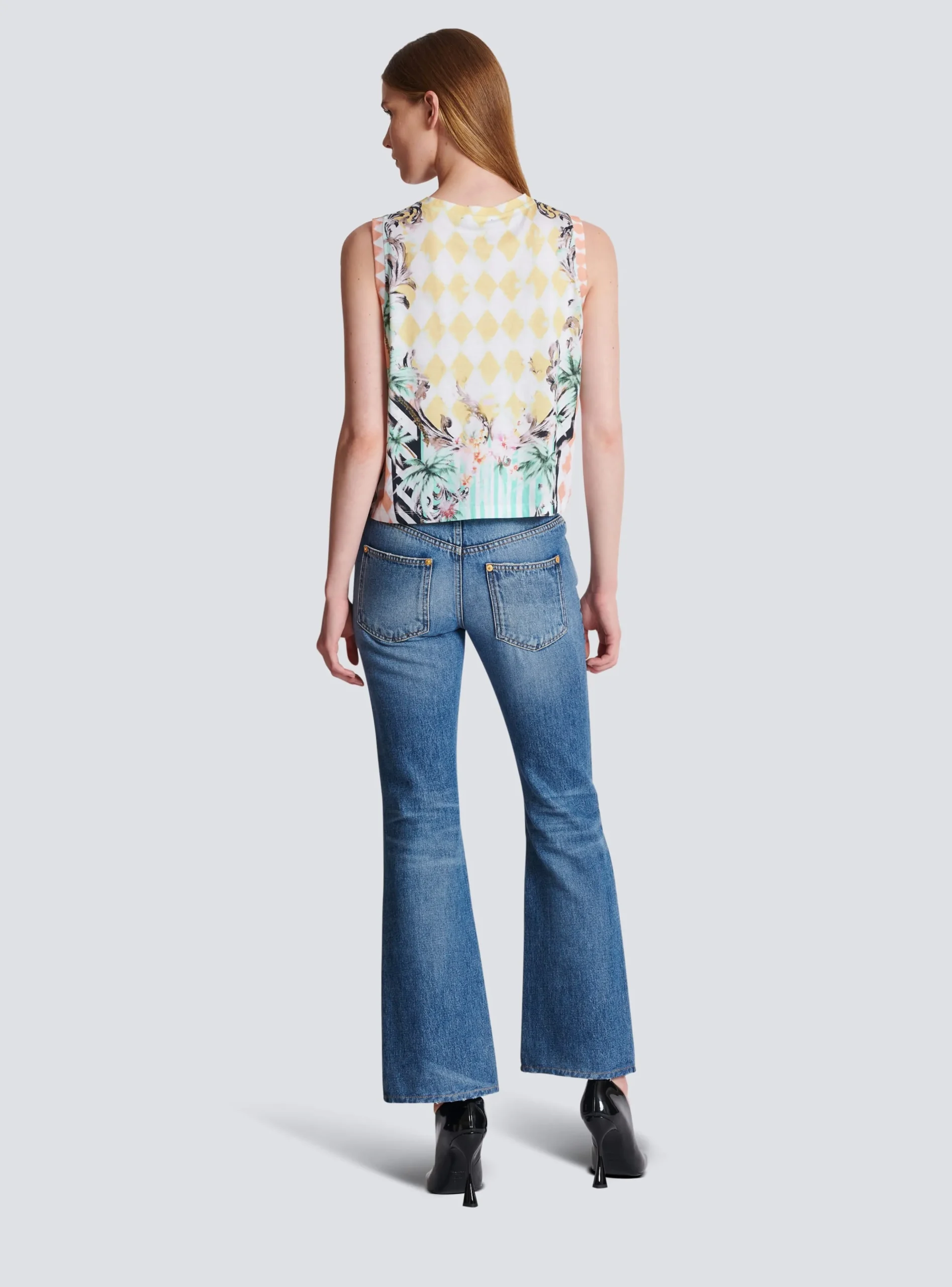 Women Balmain Vintage Tank Top With Baroque Print