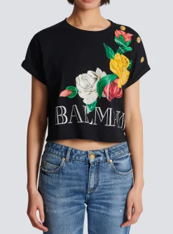 Women Balmain Vintage T-shirt With Roses Print